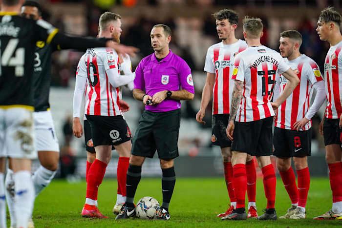Simpson during Sunderland's match against Oxford United last season.